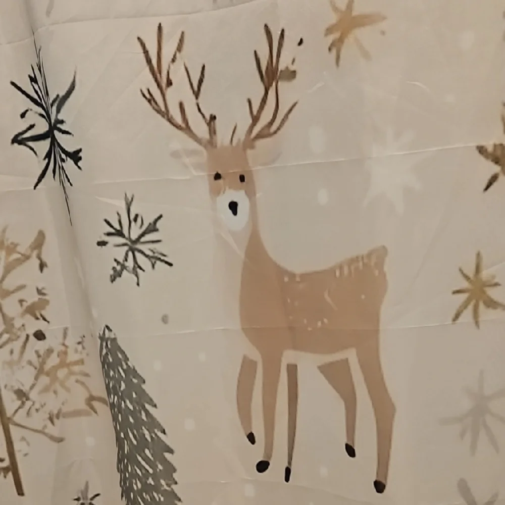Festive Reindeer and Tree Shower Curtain